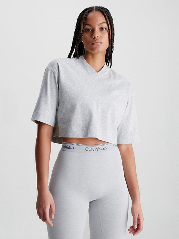 Calvin Klein USA Cropped Gym Womens T-Shirt Grey 3510468-UG